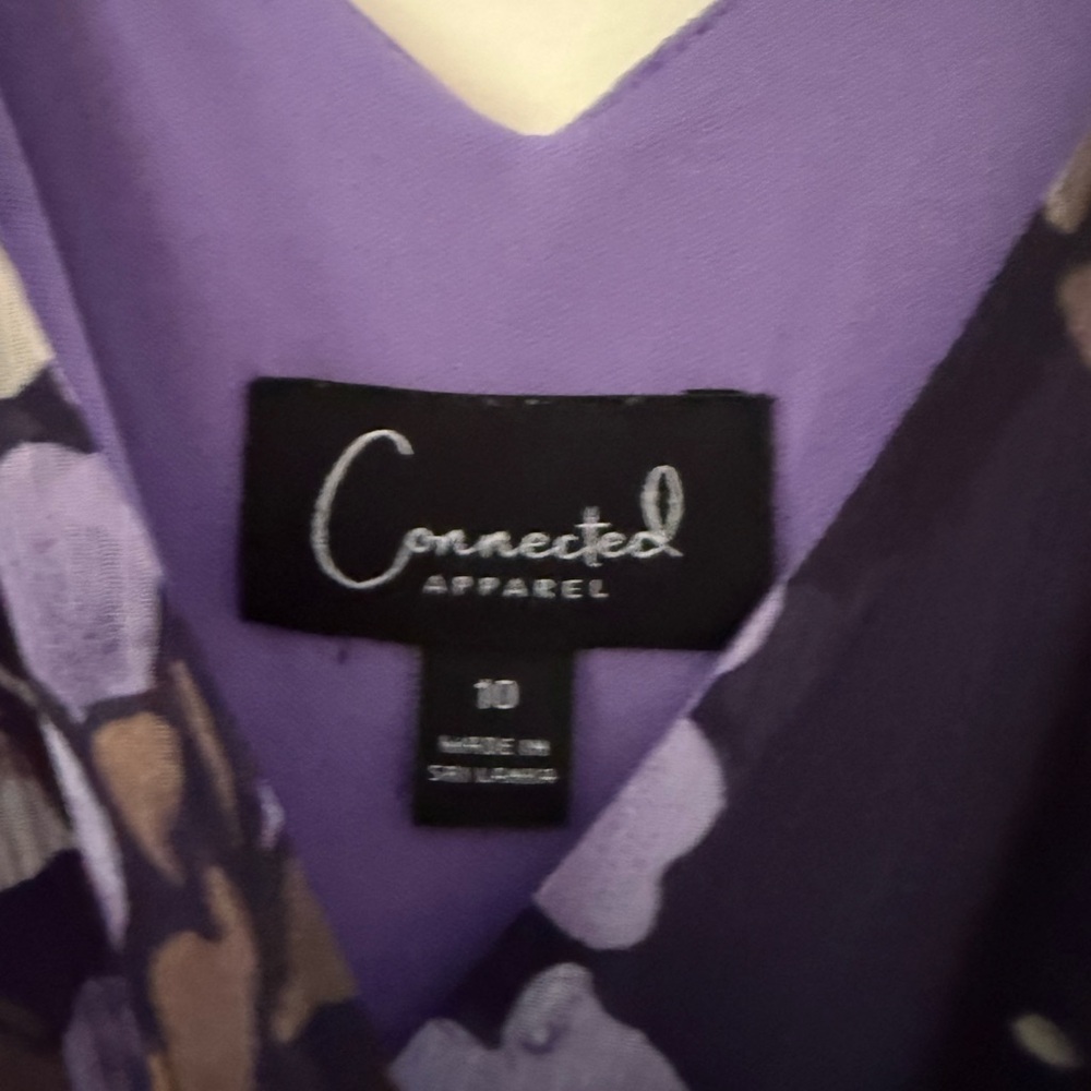 Connected Apparel Purple Floral Asymmetrical Midi Dress - Picture 6 of 9